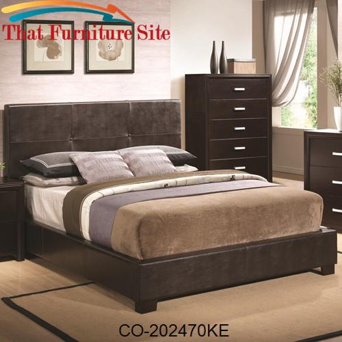 Andreas King Casual Bed with Vinyl Padded Headboad by Coaster Furnitur