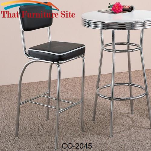 Cleveland Chrome Plated Bar Stool with Black Cushion by Coaster Furnit