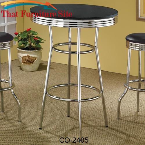 Cleveland 50&#39;s Soda Fountain Bar Table with Black Top by Coaster Furni