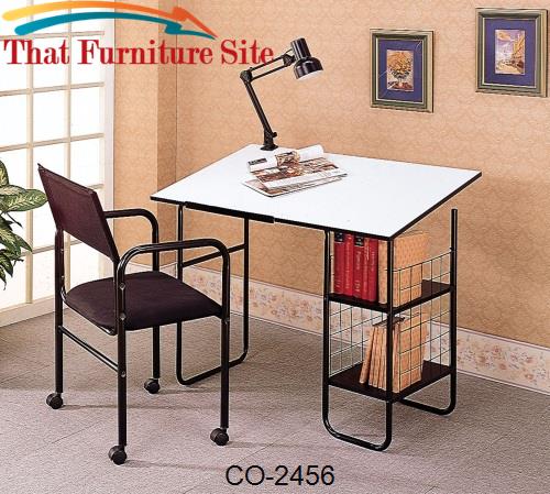 Desks Casual Drafting Desk with Chair and Lamp by Coaster Furniture  |