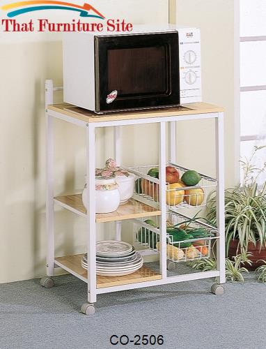 Kitchen Carts White Serving Cart with 3 Shelves &amp; 2 Storage Compartmen