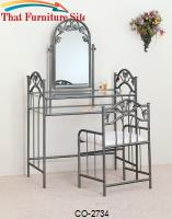 Vanities Casual Metal Vanity with Glass Top and Stool with Fabric Seat by Coaster Furniture 
