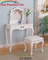 Vanities Traditional Vanity and Stool with Fabric Seat by Coaster Furniture 
