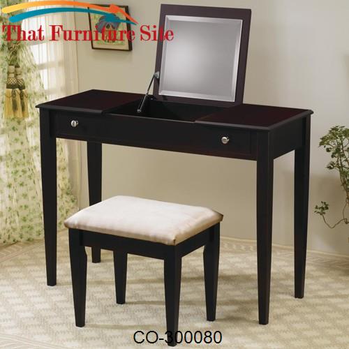 Vanities Contemporary Flip Top Vanity and Stool with Fabric Seat by Co