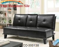 Sofa  Bed is Wrapped in a Durable Black Leather-Like Vinyl by Coaster Furniture 