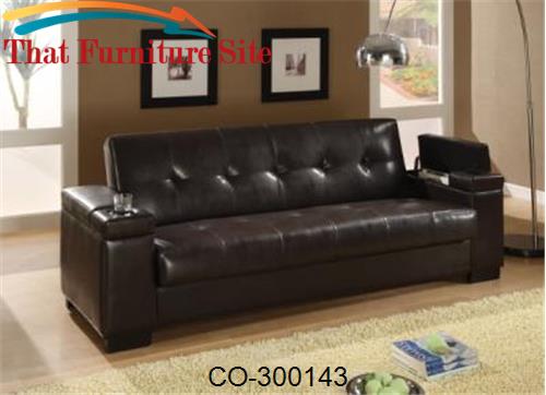 Sofa Beds Faux Leather Convertible Sofa Sleeper with Storage by Coaste