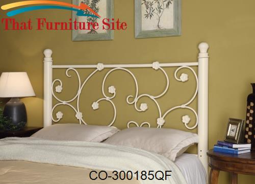 Iron Beds and Headboards Full/Queen White Metal Headboard with Elegant