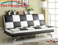 Click Clack Retro Faux Leather Checked Sofa Bed by Coaster Furniture 