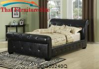 Upholstered Beds Traditional Button Tufted Faux Leather Upholstered Queen Sleigh Bed by Coaster Furniture 