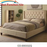 Upholstered Beds Queen Tan Upholstered Bed with Button Tufting by Coaster Furniture 