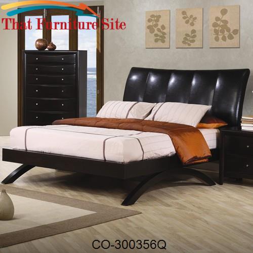 Phoenix Contemporary Faux Leather Queen Upholstered Arc Bed by Coaster