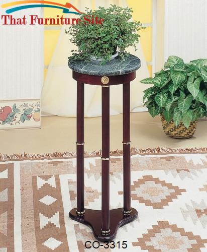 Accent Stands Green Marble Top Round Plant Stand by Coaster Furniture 