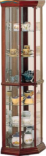 Curio Cabinets Solid Wood Cherry Glass Corner Curio Cabinet with 6 She