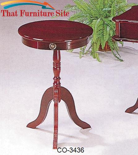 Accent Tables Traditional Round Pedestal End Table by Coaster Furnitur
