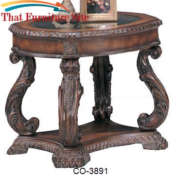 Doyle Traditional Oval End Table with Glass Inlay Top by Coaster Furni