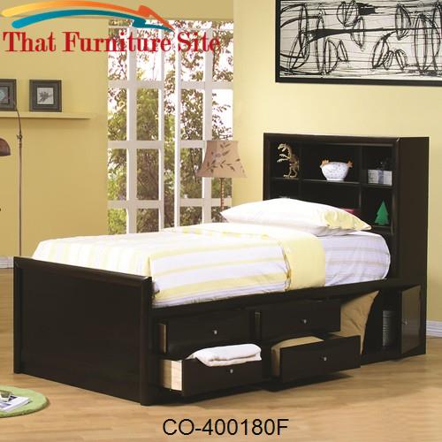 Phoenix Full Chest Bed w/ Bookcase Headboard by Coaster Furniture  | A