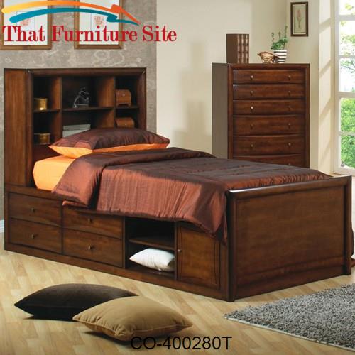 Hillary and Scottsdale Twin Bookcase Bed with Underbed Storage by Coas