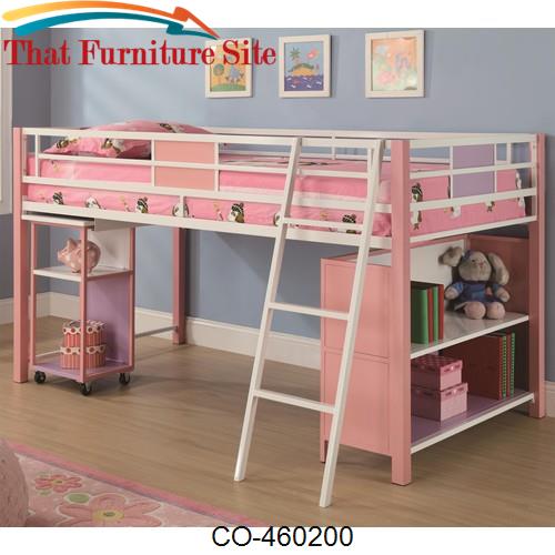 Sadie Twin Loft Bed with Storage Shelves &amp; Slide Out Desk by Coaster F