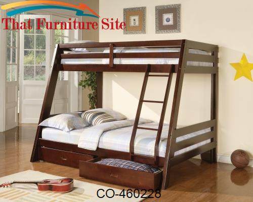 Bunks Twin-over-Full Bunk Bed with 2 Storage Drawers by Coaster Furnit