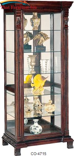 Curio Cabinets 6 Shelf Rectangular Curio Cabinet with Ornate Edges &amp; D