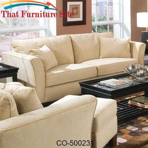Park Place Contemporary Sofa with Flair Tapered Arms and Accent Pillow