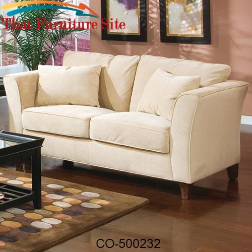Park Place Contemporary Love Seat with Flair Tapered Arms and Accent P