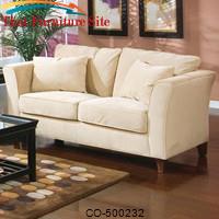 Park Place Contemporary Love Seat with Flair Tapered Arms and Accent Pillows by Coaster Furniture 