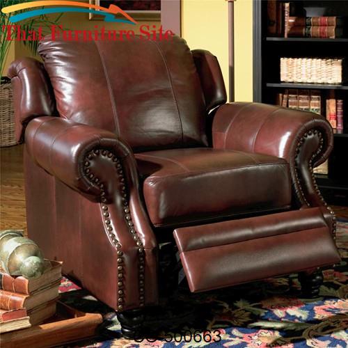 Princeton Rolled Arm Leather Recliner by Coaster Furniture  | Austin