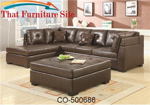 Darie Leather Sectional Sofa with Left-Side Chaise by Coaster Furnitur