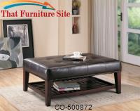 Ottomans Contemporary Faux Leather Tufted Ottoman with Storage Shelf by Coaster Furniture 