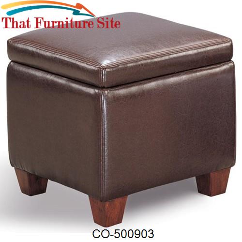 Ottomans Casual Faux Leather Storage Cube Ottoman by Coaster Furniture