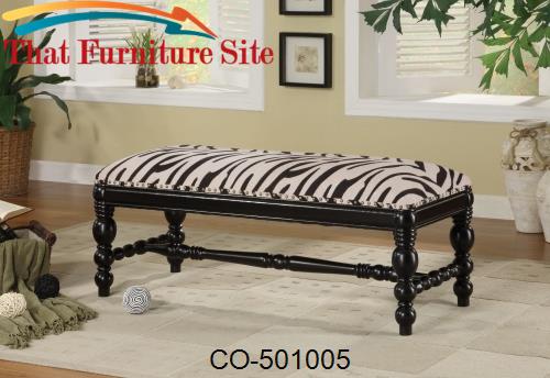 Benches Upholstered Zebra Print Bench by Coaster Furniture  | Austin