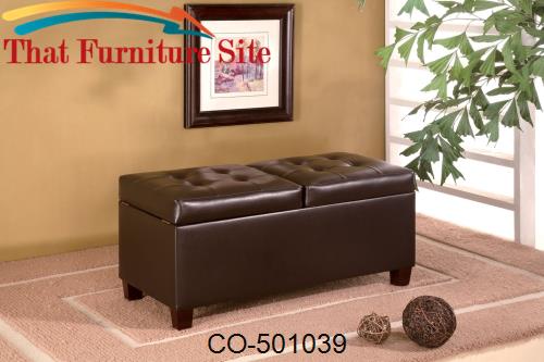 Ottomans Contemporary Faux Leather Rectangular Storage Ottoman with Hi