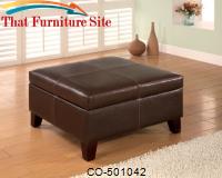 Ottomans Contemporary Square Faux Leather Storage Ottoman by Coaster Furniture 