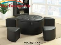 Landen BL Round Leather Storage Ottoman with Button-Tufted Seat by Coaster Furniture 
