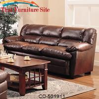 Harper Overstuffed Leather Sofa with Pillow Arms by Coaster Furniture 