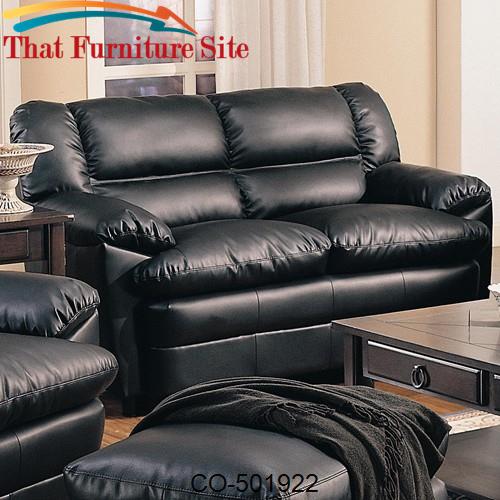 Harper Overstuffed Leather Love Seat with Pillow Arms by Coaster Furni