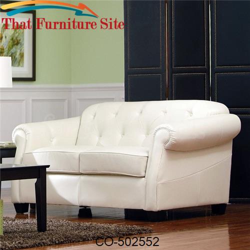 Kristyna Bonded Leather Loveseat with Button Tufting by Coaster Furnit
