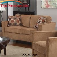 Marya Contemporary Loveseat with Slim Track Arms and Accent Pillows by Coaster Furniture 