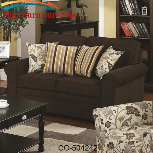 Rosalie Stationary Loveseat with Accent Pillows by Coaster Furniture  