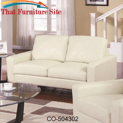 Ava Contemporary Leather Loveseat with Platform Legs by Coaster Furnit