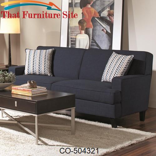 Finley Transitional Styled Sofa in Blue Linen Upholstery by Coaster Fu