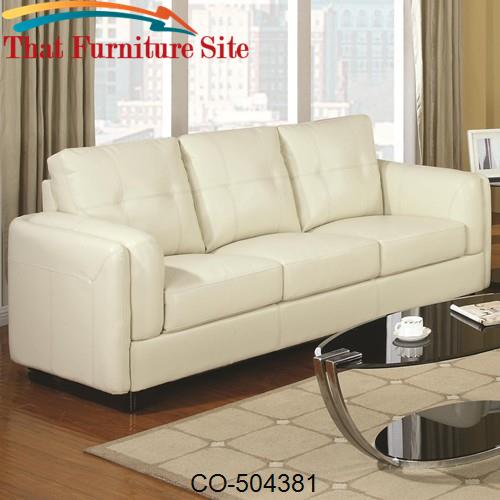 Sawyer Contemporary Double Arm Sofa with Tufted Cushions by Coaster Fu