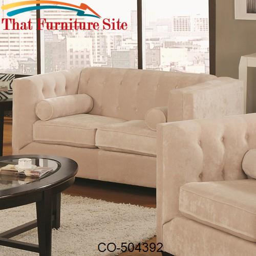Alexis Transitional Chesterfield Stationary Loveseat with Track Arms b