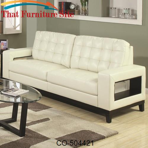 Paige Contemporary Sofa with Cutout Arms and Tufted Cushions by Coaste