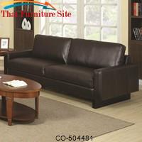 Ava Brown Contemporary Leather Sofa with Platform Legs by Coaster Furniture 