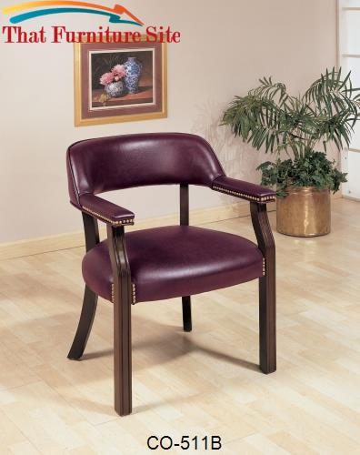 Office Chairs Traditional Upholstered Vinyl Side Chair with Nailhead T