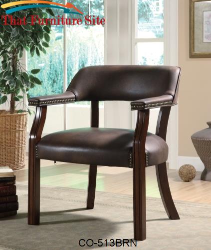 Office Chairs Traditional Vinyl Office Side Chair with Nailhead Trim b
