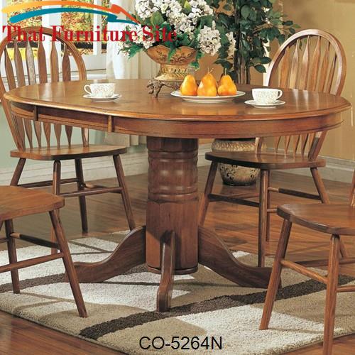 Mackinaw Oval Single Pedestal Table with Leaf by Coaster Furniture  | 