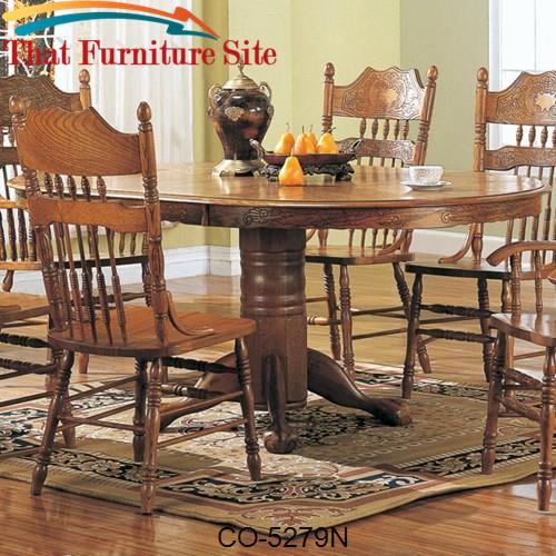 Mackinaw Oval Single Pedestal Dining Table with Leaf by Coaster Furnit